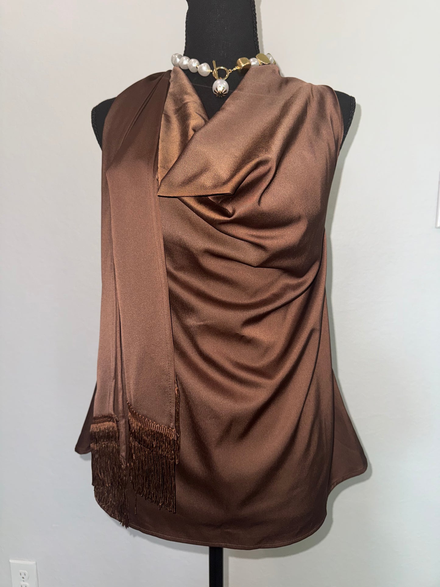 🤎 The Vienna Satin Drape Top