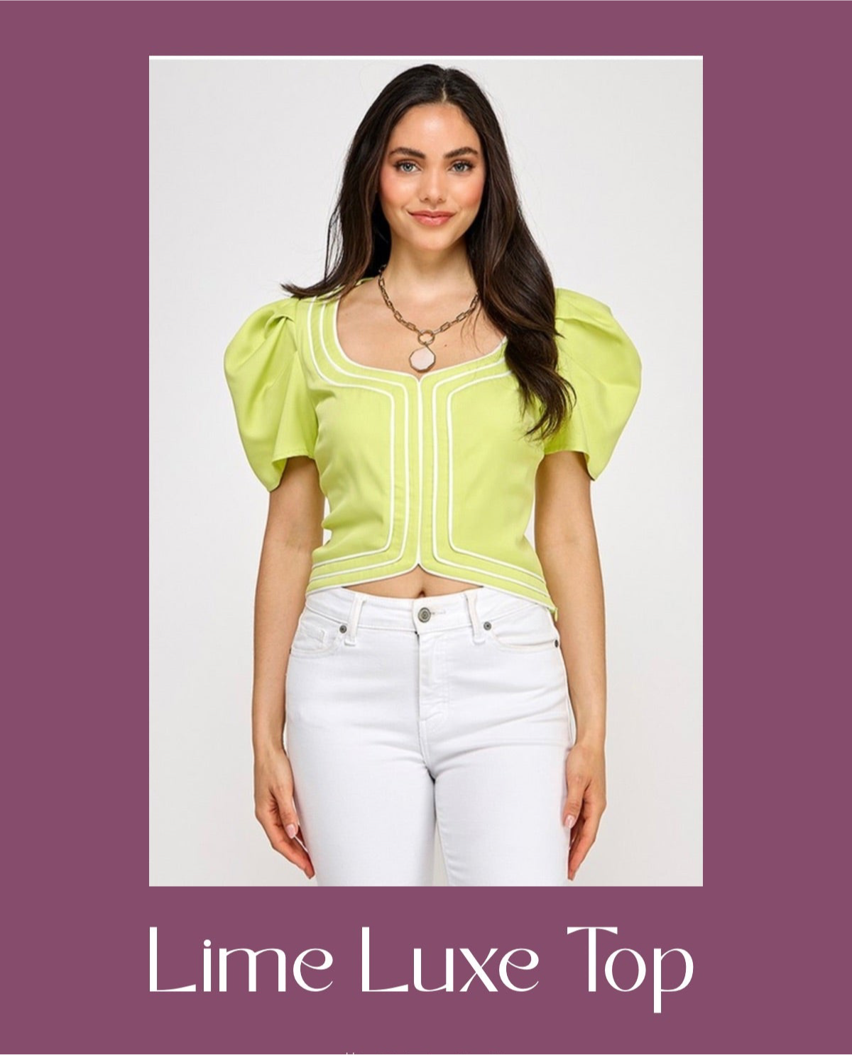 Lime Luxe Puff Sleeve Top