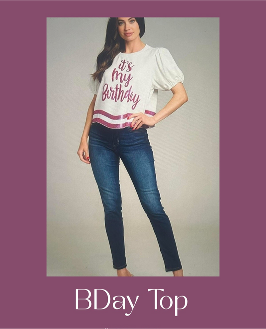 🎉 “It’s My Birthday” Sequin Tee 🎉