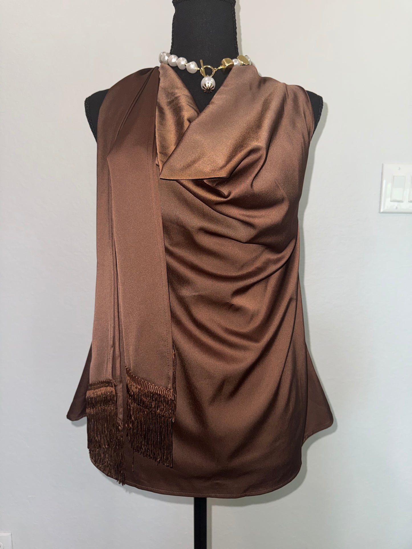 🤎 The Vienna Satin Drape Top