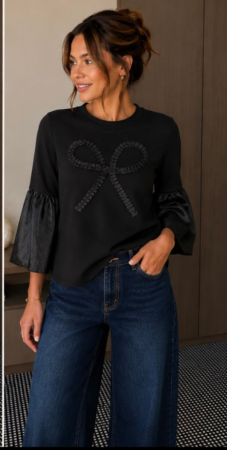 Paris Satin Bow Statement Top