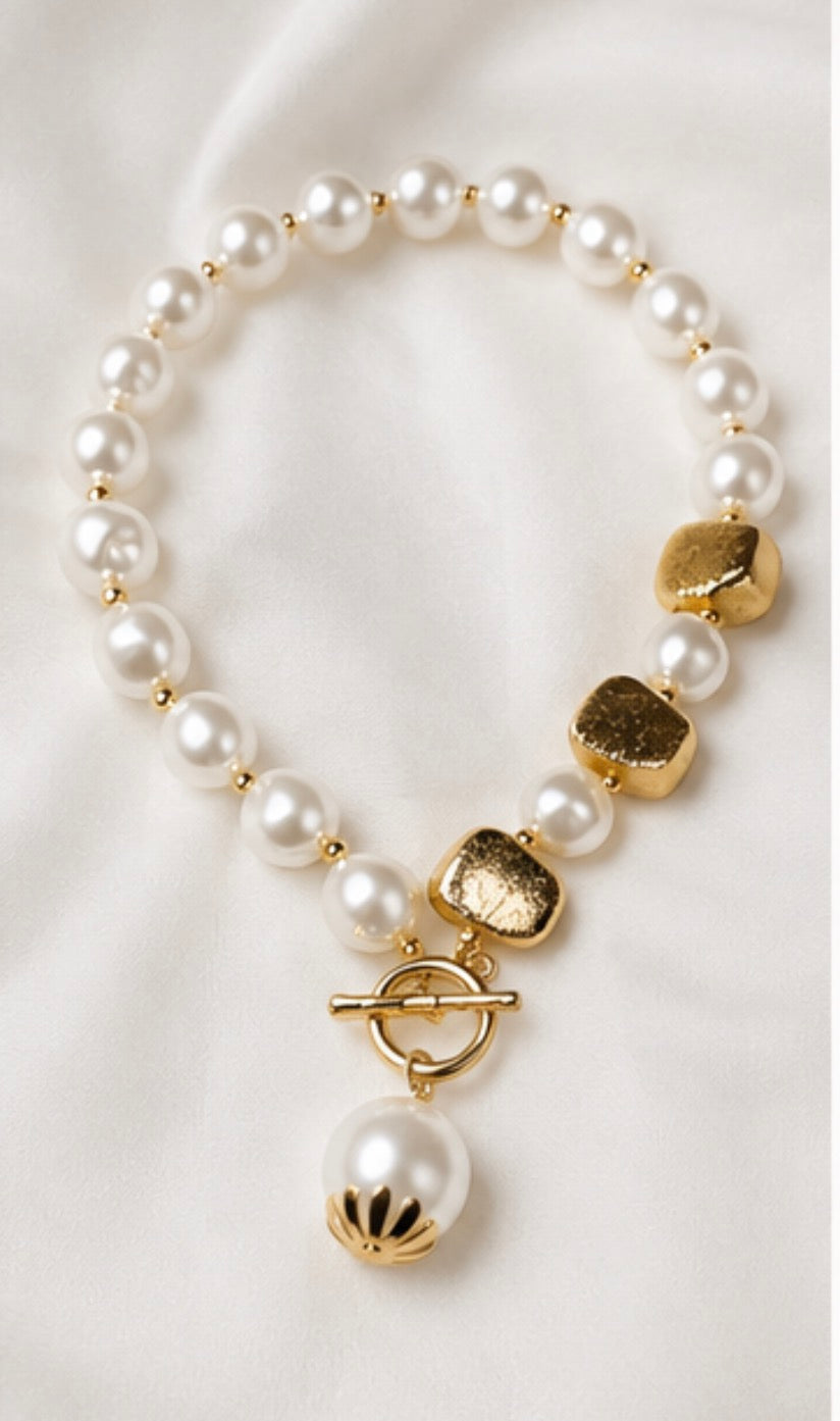 Pearl & Gold Statement Necklace