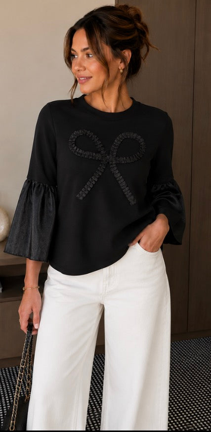 Paris Satin Bow Statement Top